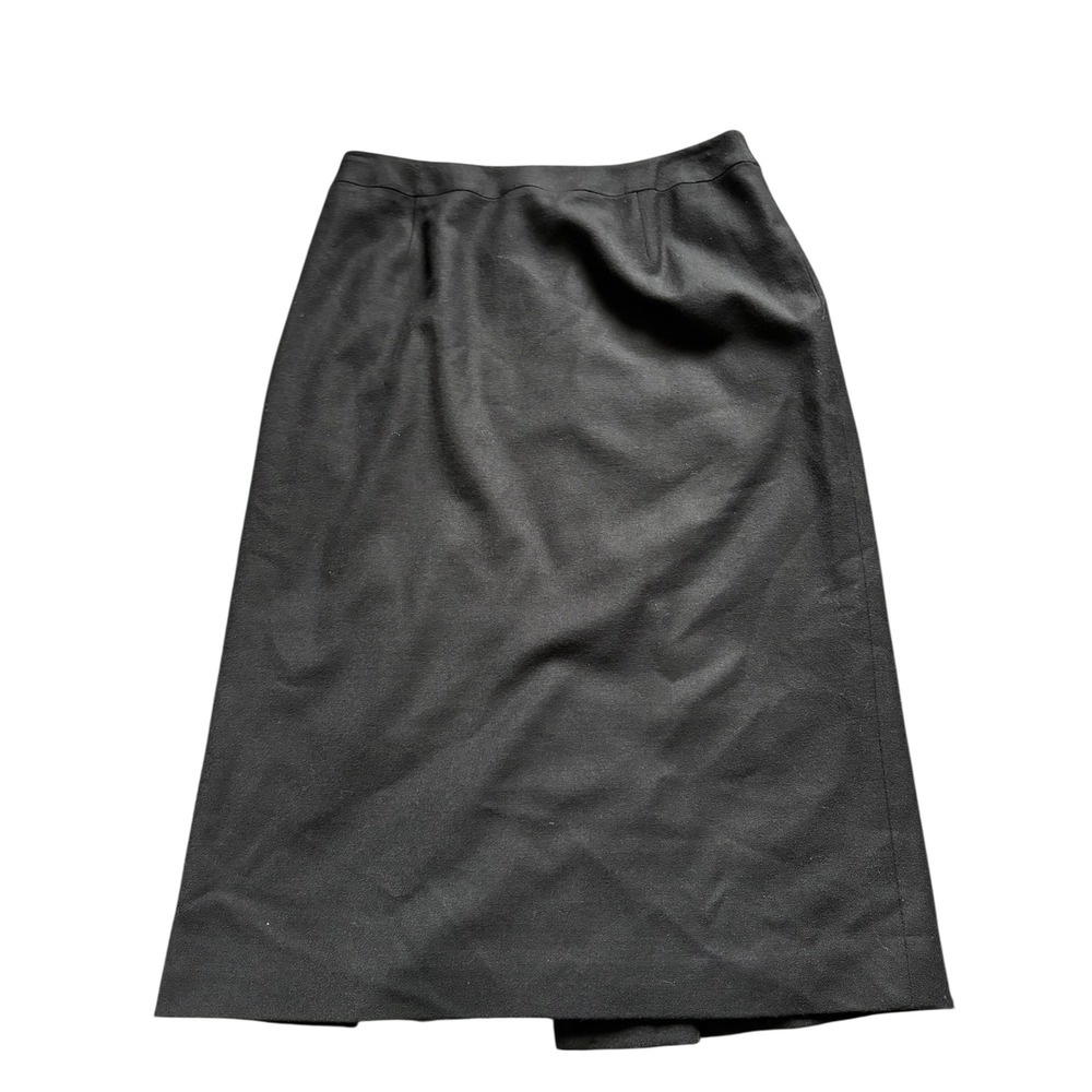 Talbots Women's Size 12 Black Wool‎ Blend Midi Pencil Skirt Back Zip Lined